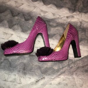 Hale Bob Purple Pom Pom Heel Shoe sz 7